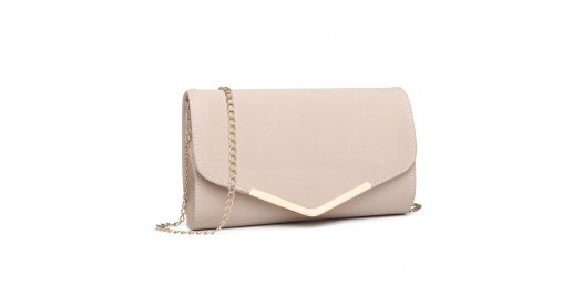 LH1756 - Miss Lulu Leather Look Envelope Clutch Bag - Pink