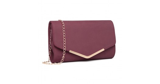 LH1756 - Miss Lulu Leather Look Envelope Clutch Bag - Red