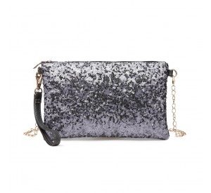 LH1765 - Miss Lulu Sequins Clutch Evening Bag - Grey