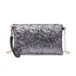 LH1765 – Miss Lulu Sequins Clutch Evening Bag – Grey