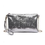 LH1765 – Miss Lulu Sequins Clutch Evening Bag – Silver
