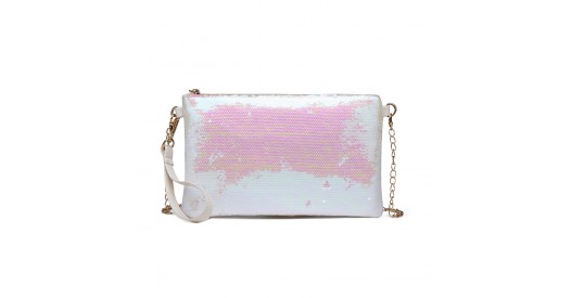 LH1765 – Miss Lulu Sequins Clutch Evening Bag – White