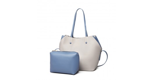 LH1908 - MISS LULU 2 PIECE MULTI-WAY SHOULDER TOTE BAG - GREY