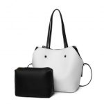 LH1908 – MISS LULU 2 PIECE MULTI-WAY SHOULDER TOTE BAG – WHITE