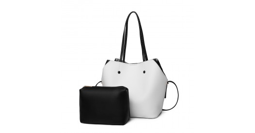 LH1908 - MISS LULU 2 PIECE MULTI-WAY SHOULDER TOTE BAG - WHITE