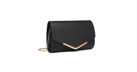 LH2064 - Miss Lulu Vegan Envelope Clutch Bag - Black