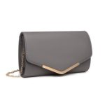 LH2064 – Miss Lulu Vegan Envelope Clutch Bag – Grey