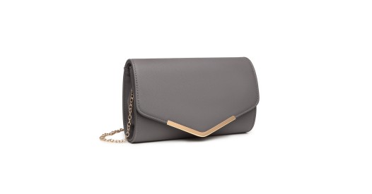 LH2064 - Miss Lulu Vegan Envelope Clutch Bag - Grey