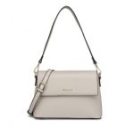 LH2209 – Miss Lulu Classic Flap Leather Shoulder Bag – Grey