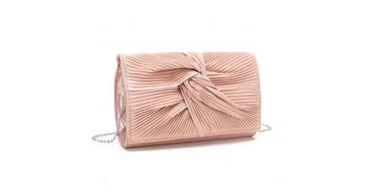 LH2252 – Miss Lulu Women’s Pleated Bow Evening Bag Clutch Handbag – Pink