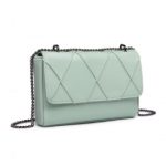 LH2253 – Miss Lulu Rhombus Flap Chain Shoulder Bag – Green