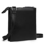 LH2301 – Miss Lulu Double Compartment Lightweight Leather Crossbody bag – Black