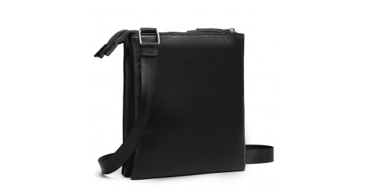 LH2301 - Miss Lulu Double Compartment Lightweight Leather Crossbody bag - Black