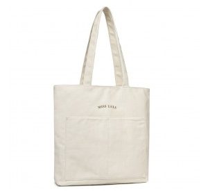 LH2319 - Miss Lulu Large Capacity Canvas Shopping Shoulder Bag - Beige