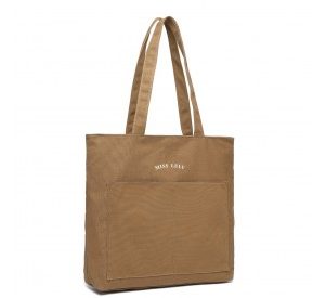 LH2319 - Miss Lulu Large Capacity Canvas Shopping Shoulder Bag - Brown