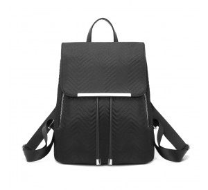 LH2358 - Miss Lulu Lightweight And Elegant Daily Backpack - Black