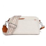 LH2410 – Miss Lulu Ethnic Jacquard Strap Water-Resistant Crossbody Bag – Beige