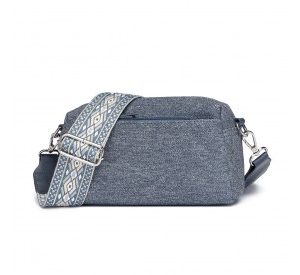 LH2410 - Miss Lulu Ethnic Jacquard Strap Water-Resistant Crossbody Bag - Blue