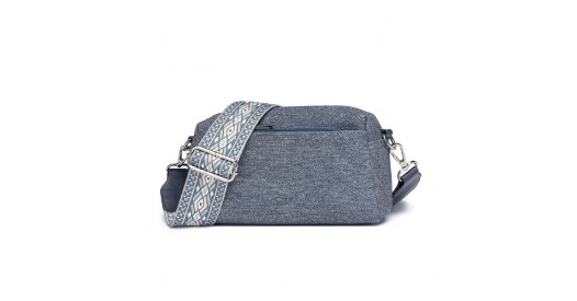 LH2410 – Miss Lulu Ethnic Jacquard Strap Water-Resistant Crossbody Bag – Blue