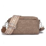 LH2410 – Miss Lulu Ethnic Jacquard Strap Water-Resistant Crossbody Bag – Brown