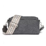 LH2410 – Miss Lulu Ethnic Jacquard Strap Water-Resistant Crossbody Bag – Grey