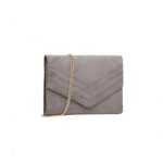 LP1963 – MISS LULU CHEVRON ENVELOPE CLUTCH BAG – GREY