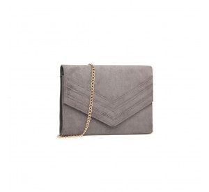 LP1963 - MISS LULU CHEVRON ENVELOPE CLUTCH BAG - GREY