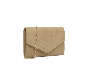 LP1963 - MISS LULU CHEVRON ENVELOPE CLUTCH BAG - LIGHT BROWN