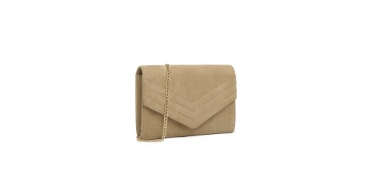 LP1963 - MISS LULU CHEVRON ENVELOPE CLUTCH BAG - LIGHT BROWN