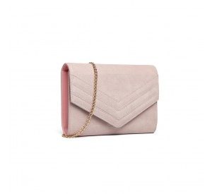 LP1963 - MISS LULU CHEVRON ENVELOPE CLUTCH BAG - PINK