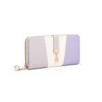 LP2030 – Miss Lulu Tri Colour Women’s Leather Look Purse – Purple