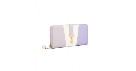 LP2030 - Miss Lulu Tri Colour Women's Leather Look Purse - Purple