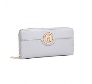 LP2031 - Miss Lulu Women's Leather Look Purse - Grey