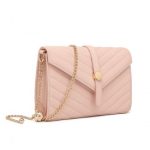 LP2205 – Miss Lulu V-stitched Flap Leather Chain Bag – Pink