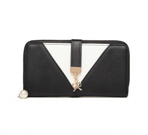 LP2216 - Miss Lulu Two Tone Women's Leather Look Clutch Purse - Black