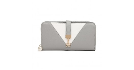 LP2216 – Miss Lulu Two Tone Women’s Leather Look Clutch Purse – Grey