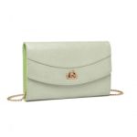 LP2219 – Miss Lulu Elegant Flap Clutch Leather Chain Evening Bag – Green