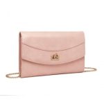 LP2219 – Miss Lulu Elegant Flap Clutch Leather Chain Evening Bag – Pink
