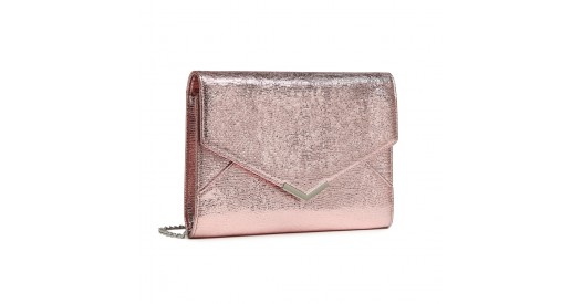 LP2306 - Miss Lulu Glitter Envelope Flap Clutch Evening Bag - Pink