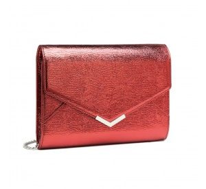 LP2306 - Miss Lulu Glitter Envelope Flap Clutch Evening Bag - Red