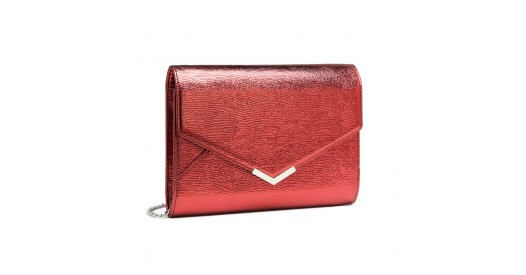 LP2306 - Miss Lulu Glitter Envelope Flap Clutch Evening Bag - Red