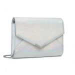 LP2306 – Miss Lulu Glitter Envelope Flap Clutch Evening Bag – Silver
