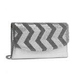 LP2311 – Miss Lulu Gorgeous Sequins Evening Clutch Bag Chain Shoulder Bag – Silver