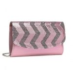 LP2311 – Miss Lulu Gorgeous Sequins Evening Clutch Bag Chain Shoulder Bag – Pink