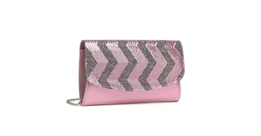 LP2311 – Miss Lulu Gorgeous Sequins Evening Clutch Bag Chain Shoulder Bag – Pink
