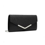 LP2312 – Miss Lulu Lace Envelope Flap Clutch Evening Bag – Black