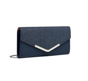LP2312 - Miss Lulu Lace Envelope Flap Clutch Evening Bag - Navy