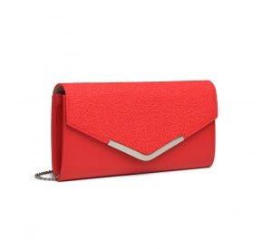 LP2312 - Miss Lulu Lace Envelope Flap Clutch Evening Bag - Red