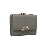 LP2335 – Miss Lulu PU Leather Half-Circle Petal Clasp Wallet – Grey