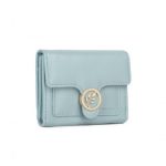 LP2336 – Miss Lulu PU Leather Leaf-Shaped Round Clasp Wallet – Blue